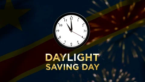Daylight saving day concept featuring an analog wall clock and golden text .. 動画素材 346541350