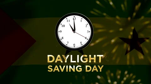 Daylight saving day concept featuring an analog wall clock over a golden gl.. Stock Footage 346541373