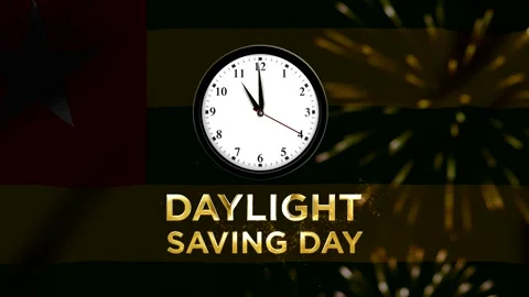 Daylight saving day concept featuring an analog wall clock over the nationa.. Vídeos de archivo 346541427
