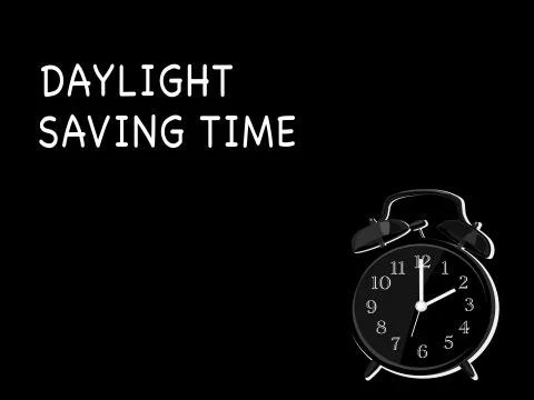 Daylight saving time and black background Illustrazione stock