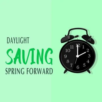 Daylight Saving Time and green background Illustrazione stock