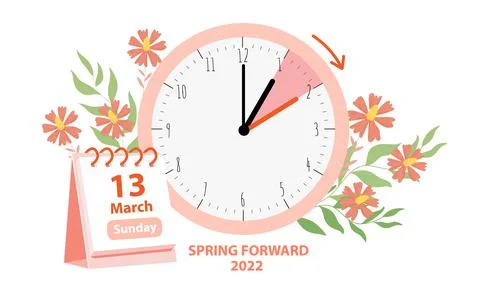 Daylight Saving Time Begins concept. Vector illustration of clock and calenda Stock Illustration