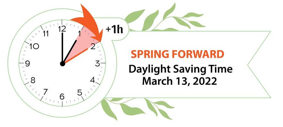 Daylight Saving Time Begins. Spring Forward March 13, 2022. Web Banner Remind Stock Illustration