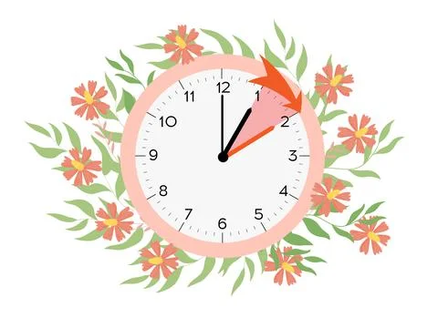 Daylight saving time begins. Time change one hour ahead. Vector illustration  Stock Illustration