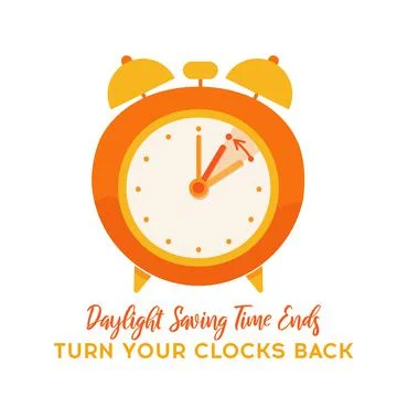 Daylight saving time. Clock change. Fall back time banner with alarm clock Stock Illustration