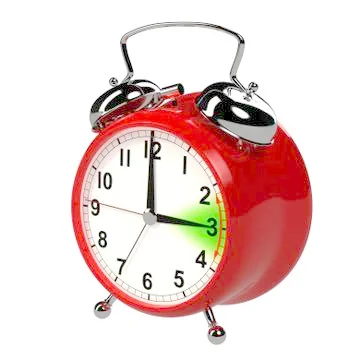 Daylight saving time concept. Alarm clock isolated on white background. 3D re イラスト素材