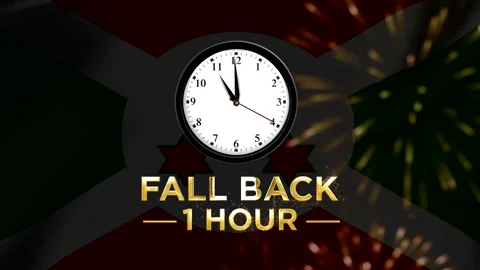 Daylight saving time concept with a clock showing fall back one hour agains.. 스톡 동영상 346542168