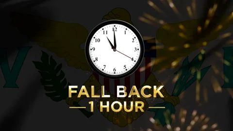 Daylight saving time concept with a clock showing fall back one hour agains.. Stock Footage 346542196
