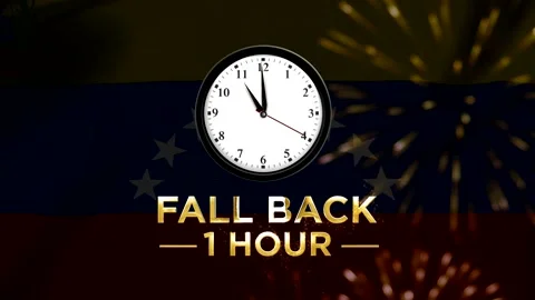 Daylight saving time concept with a clock showing fall back one hour agains.. Vidéo 346542201