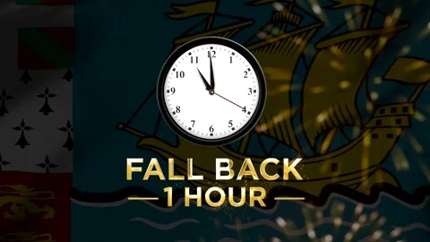 Daylight saving time concept with a clock showing fall back one hour agains.. Stock Footage 346542219