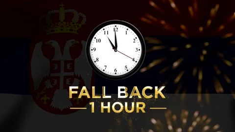 Daylight saving time concept with a clock showing fall back one hour agains.. 스톡 동영상 346542223