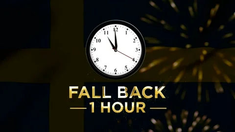 Daylight saving time concept with a clock showing fall back one hour agains.. Stock Footage 346542224