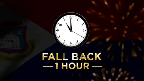 Daylight saving time concept with a clock showing fall back one hour agains.. Vídeos de archivo 346542270