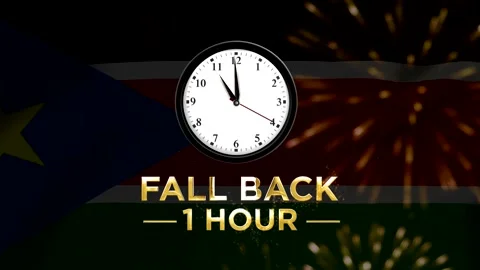 Daylight saving time concept with a clock showing fall back one hour agains.. 库存影片 346542276