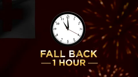 Daylight saving time concept with a clock showing fall back one hour agains.. 스톡 동영상 346542290