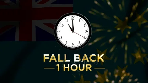 Daylight saving time concept with a clock showing fall back one hour agains.. Stock Footage 346542295