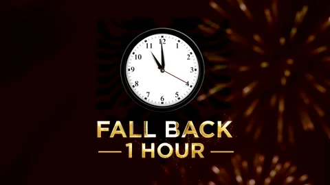 Daylight saving time concept with a clock showing fall back one hour and Al.. 動画素材 346542297
