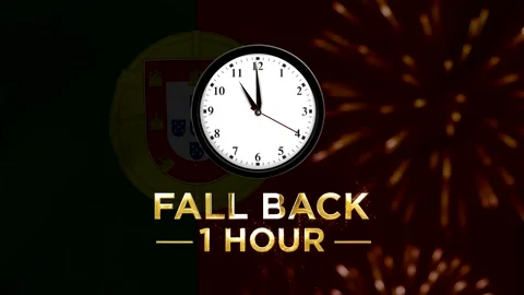 Daylight saving time concept with a clock showing fall back one hour over t.. 스톡 동영상 346542329