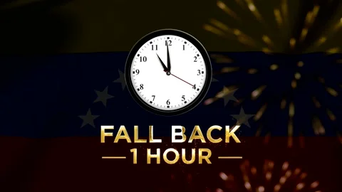 Daylight saving time concept with a clock showing falling back one hour aga.. Stock Footage 346542364
