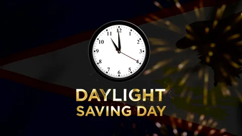 Daylight saving time concept featuring a wall clock with golden particles a.. Stock Footage 346541546