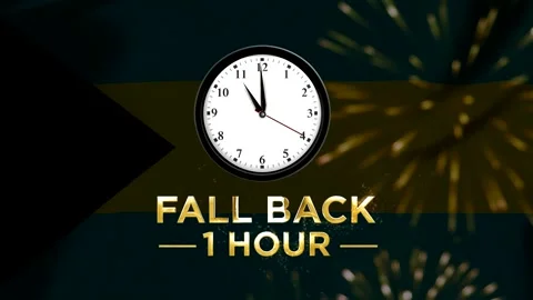 Daylight saving time concept featuring a classic clock and gold text on a f.. 스톡 동영상 346541998
