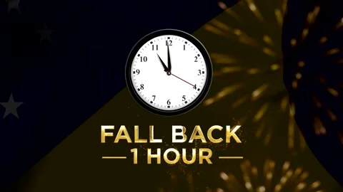 Daylight saving time concept featuring a wall clock with text indicating to.. Stock Footage 346542054