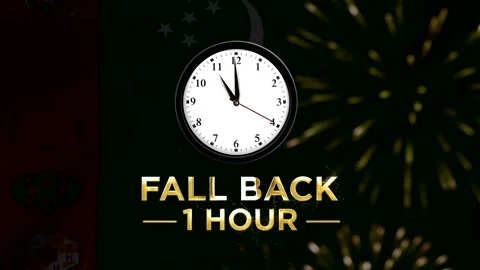 Daylight saving time concept showing a wall clock with text indicating to f.. Stock Footage 346542151