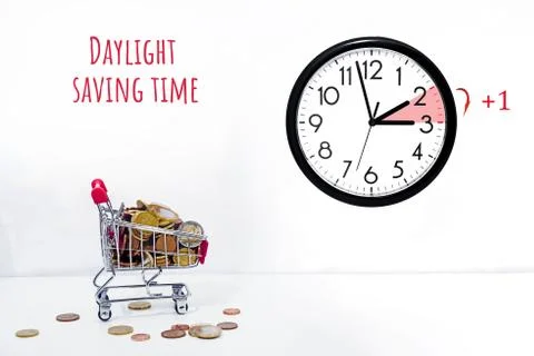 Daylight Saving Time. DST. Wall Clock going to winter time. Stock Photos