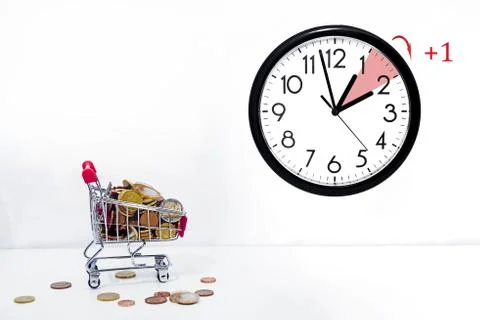 Daylight Saving Time. DST. Wall Clock going to winter time. Stock Photos