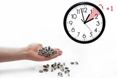 Daylight Saving Time. DST. Wall Clock going to winter time. Stock Photos