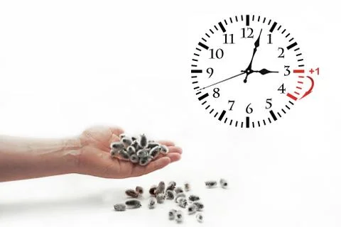 Daylight Saving Time. DST. Wall Clock going to winter time. Stock Photos