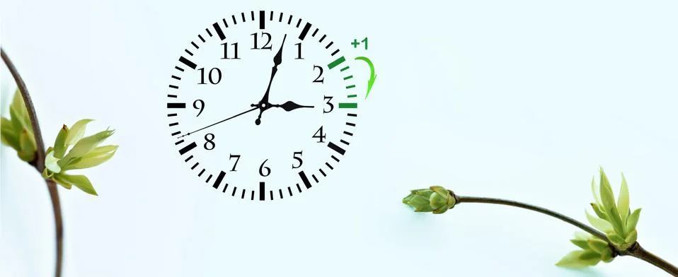 Daylight Saving Time. DST. Wall Clock going to winter time. Turn time forward Stock Photos