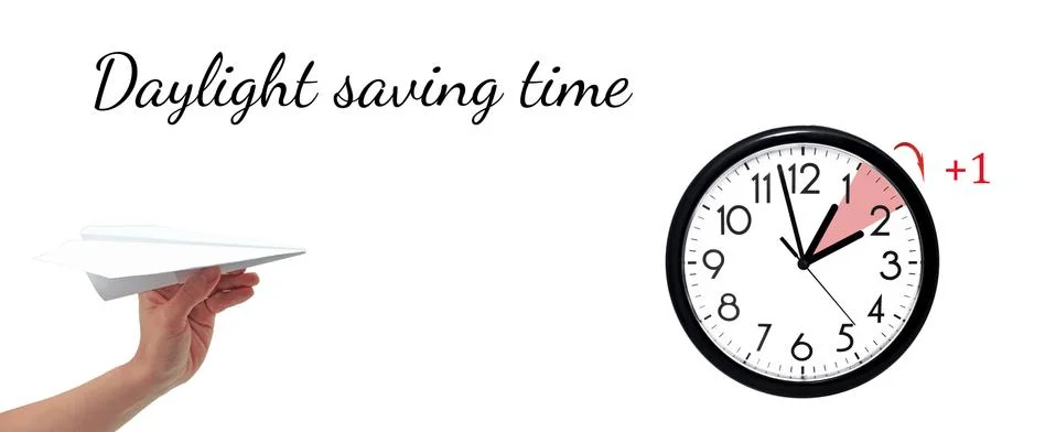 Daylight Saving Time. DST. Wall Clock going to winter time. Turn time forward Stock Photos