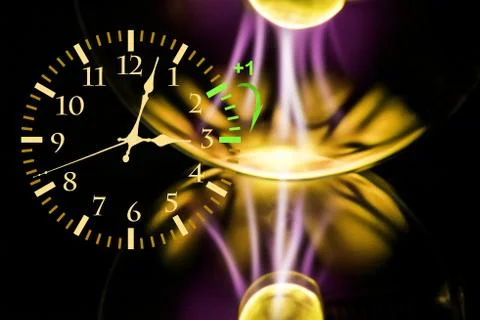 Daylight Saving Time. DST. Wall Clock going to winter time. Turn time forward Stock Photos