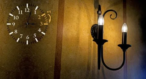 Daylight Saving Time. DST. Wall Clock going to winter time. Turn time forward Stock Photos