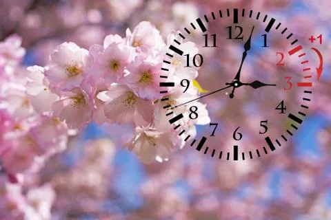 Daylight Saving Time. DST. Wall Clock going to winter time. Turn time forward Stock Photos