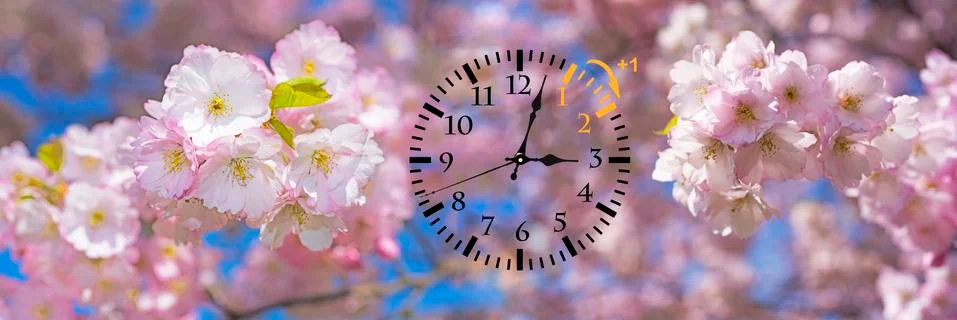 Daylight Saving Time. DST. Wall Clock going to winter time. Turn time forward Stock Photos