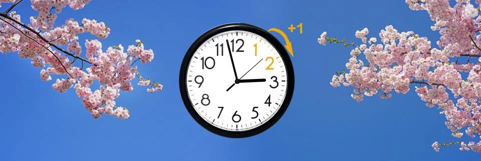 Daylight Saving Time. DST. Wall Clock going to winter time. Turn time forward Stock Photos