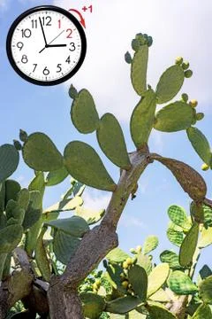 Daylight Saving Time. DST. Wall Clock going to winter time. Turn time forward Stock Photos