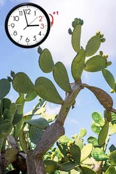 Daylight Saving Time. DST. Wall Clock going to winter time. Turn time forward Stock Photos