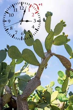 Daylight Saving Time. DST. Wall Clock going to winter time. Turn time forward Stock Photos