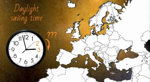 Daylight Saving Time. DST. Wall Clock going to winter time. Turn time forward Stock Photos