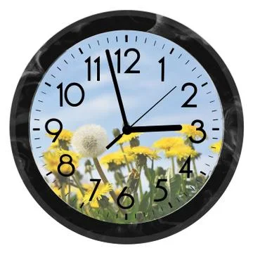Daylight Saving Time. DST. Wall Clock going to winter time. Turn time forward Stock Photos