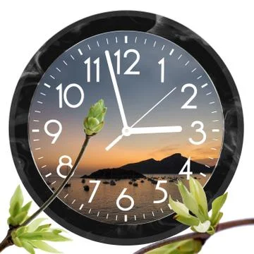 Daylight Saving Time (DST). Wall Clock going to summer time (+1). Turn time f Foto stock
