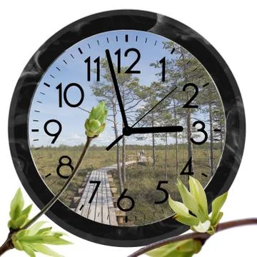 Daylight Saving Time. DST. Wall Clock going to winter time. Turn time forward Stock Photos