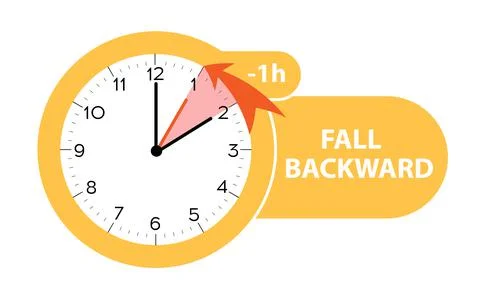 Daylight Saving Time ends concept. Web Banner Reminder with fall backward tim Stock Illustration