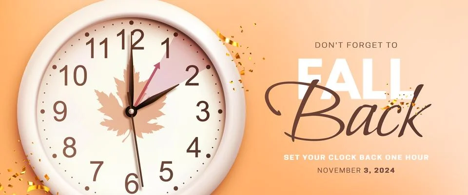 Daylight saving time ends. Fall back concept banner Stock Illustration