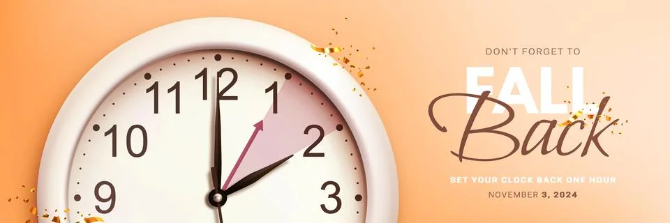 Daylight saving time ends. Fall back concept banner Stock Illustration