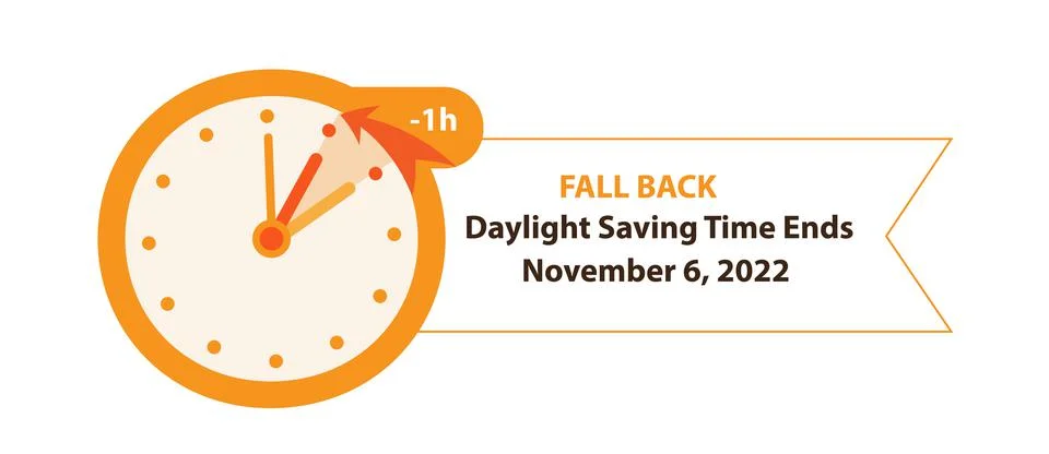 Daylight Saving Time Ends November 6, 2022 Web Banner Reminder. Illustrazione stock