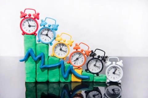 Daylight Saving Time. Fall back time abstract photo. Graph made from Play Cla Stock Photos